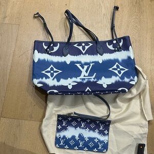 FAKE Louis Vuitton Blue and White Women's Tote Bag Set